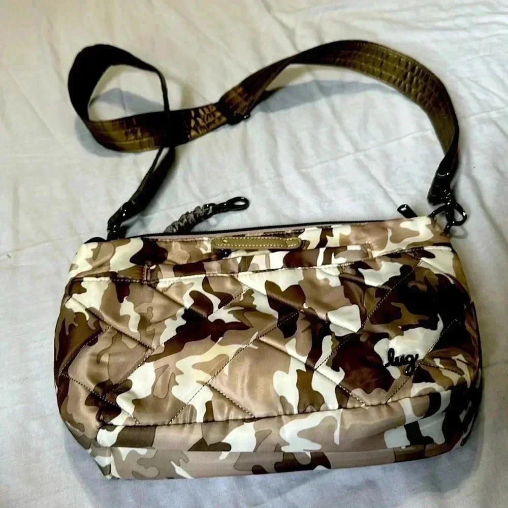 Lug  Flare Crossbody Beige Camouflage Shoulder Purse